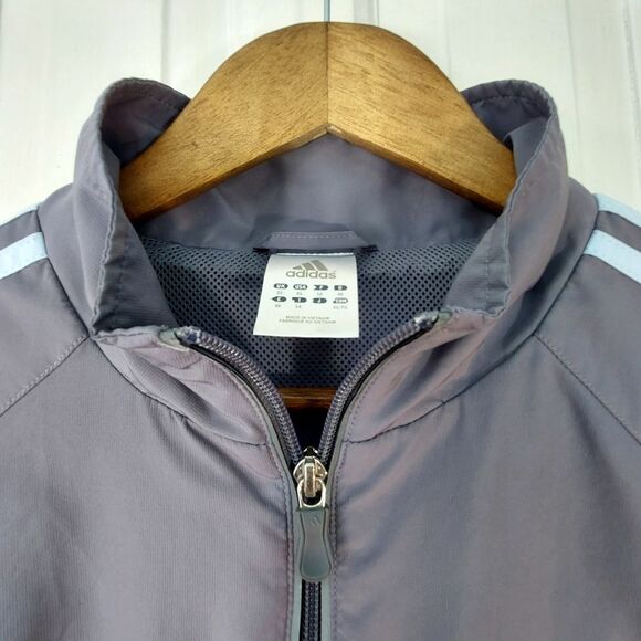 Adidas Sporty Gray Climalite Lightweight Windbreaker Jacket w/ Pockets Sz XL - Picture 7 of 15